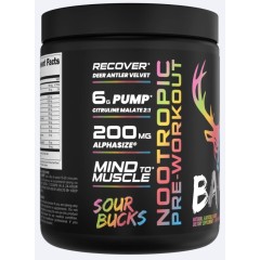 BUCKED UP, BAMF, PREMIUM ноотропный предтренировочный комплекс, вкус Sour Bucks (Кислые мармеладки в форме оленей), 375 г (30 порций)